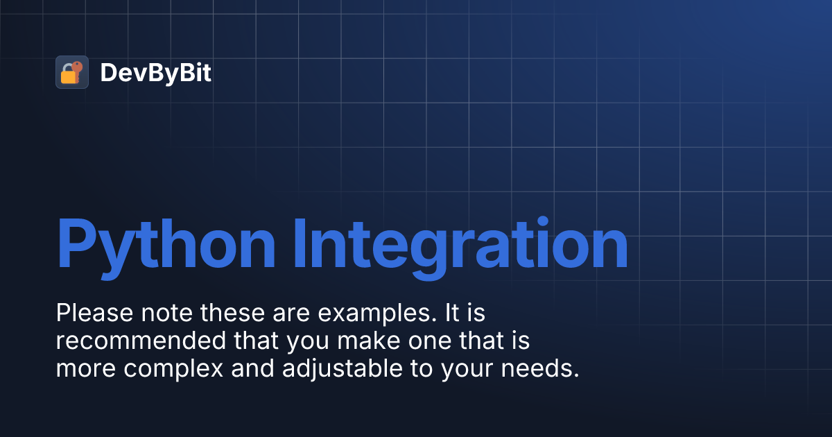Python Integration | DevByBit